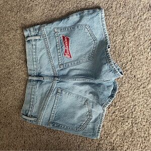 PacSun Light Blue Jean Shorts with Red Patch